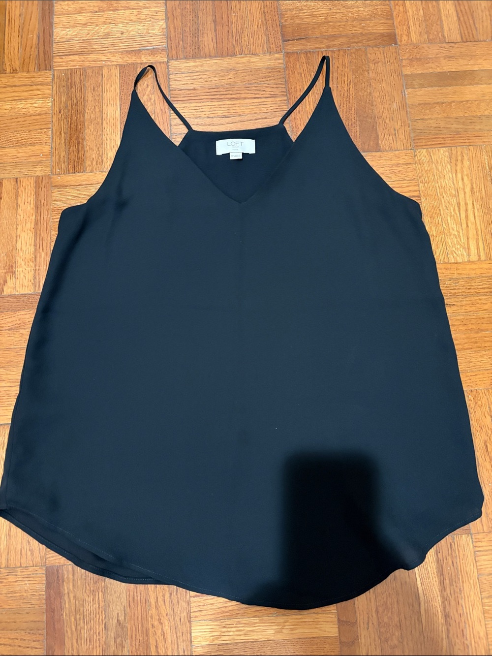 LOFT Black V-Neck Spaghetti Strap Tank Top